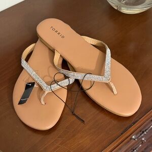 torrid Nude Tan Rhinestone Thong Sandals